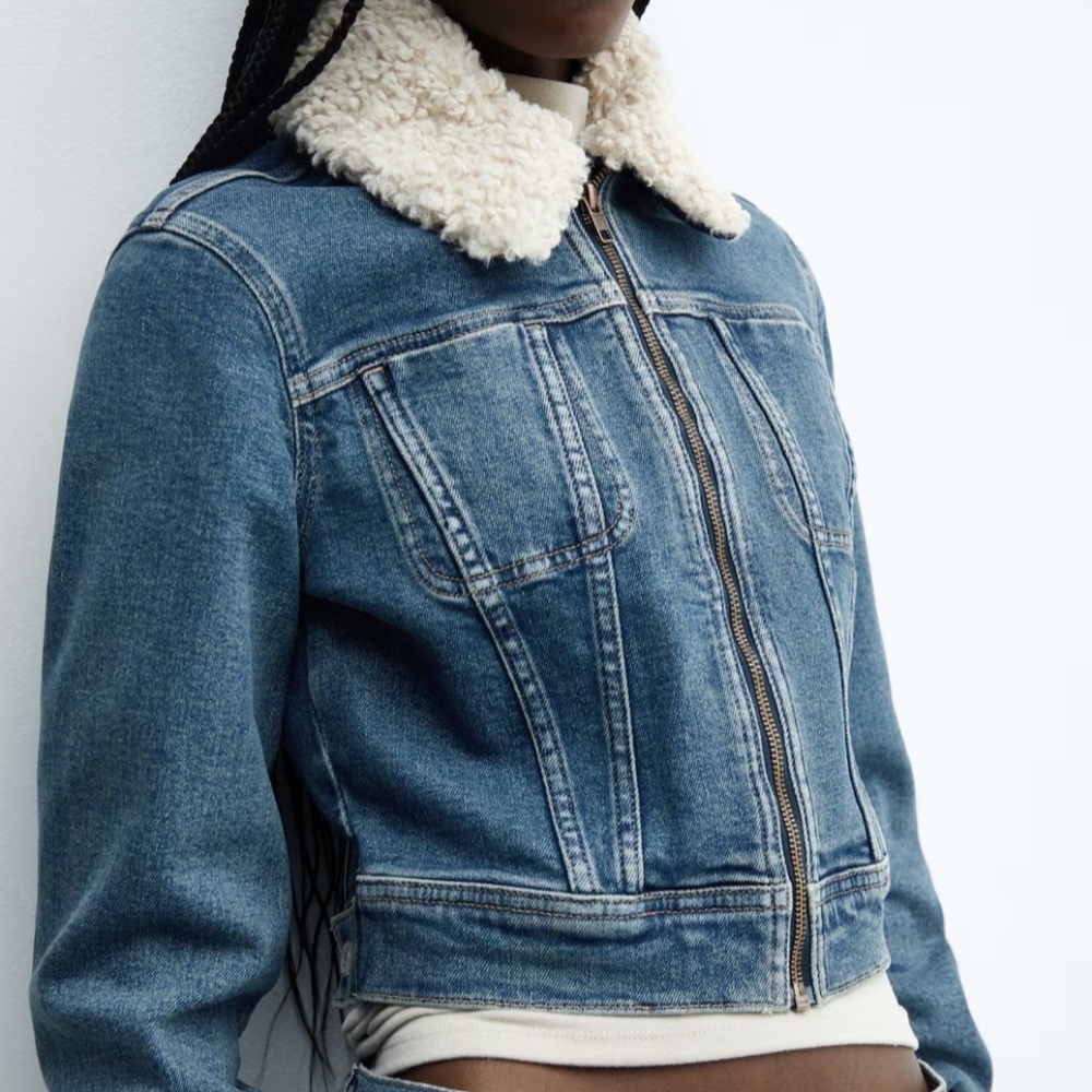 Denim Sherling/Sherpa Collar Jacket